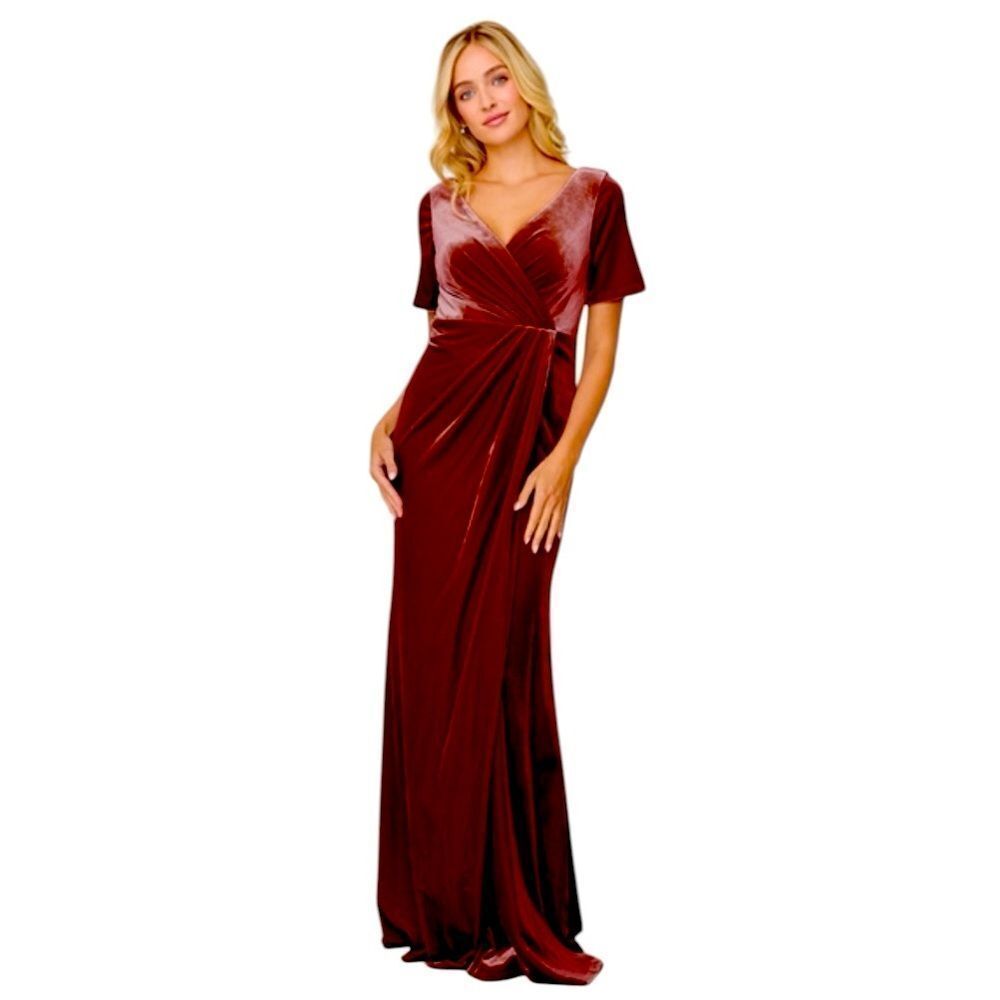 Revelry Women's Burnt Orange Elegant Velvet Evening Gown sz 8